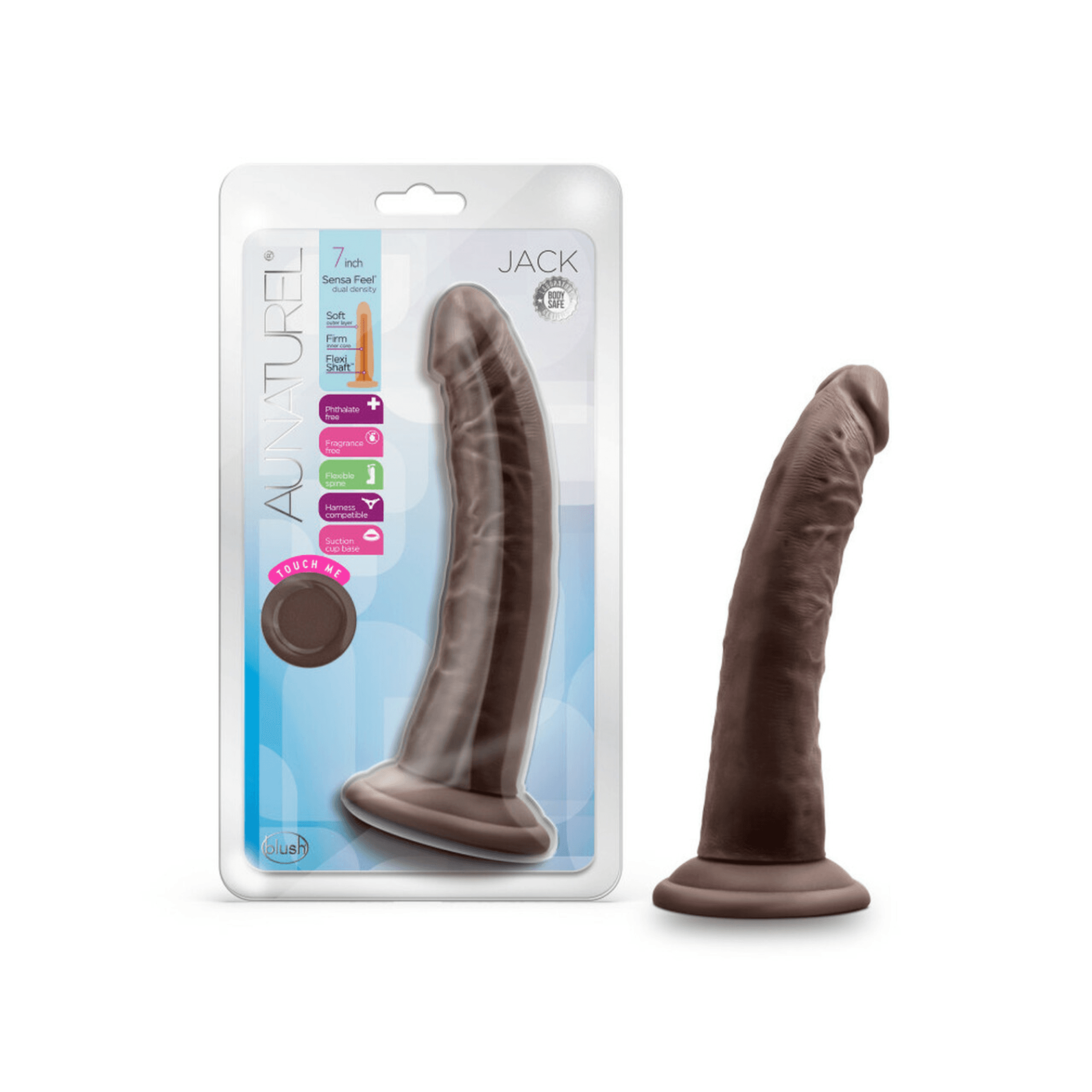 AU NATUREL JACK 7IN DILDO CHOCOLATE