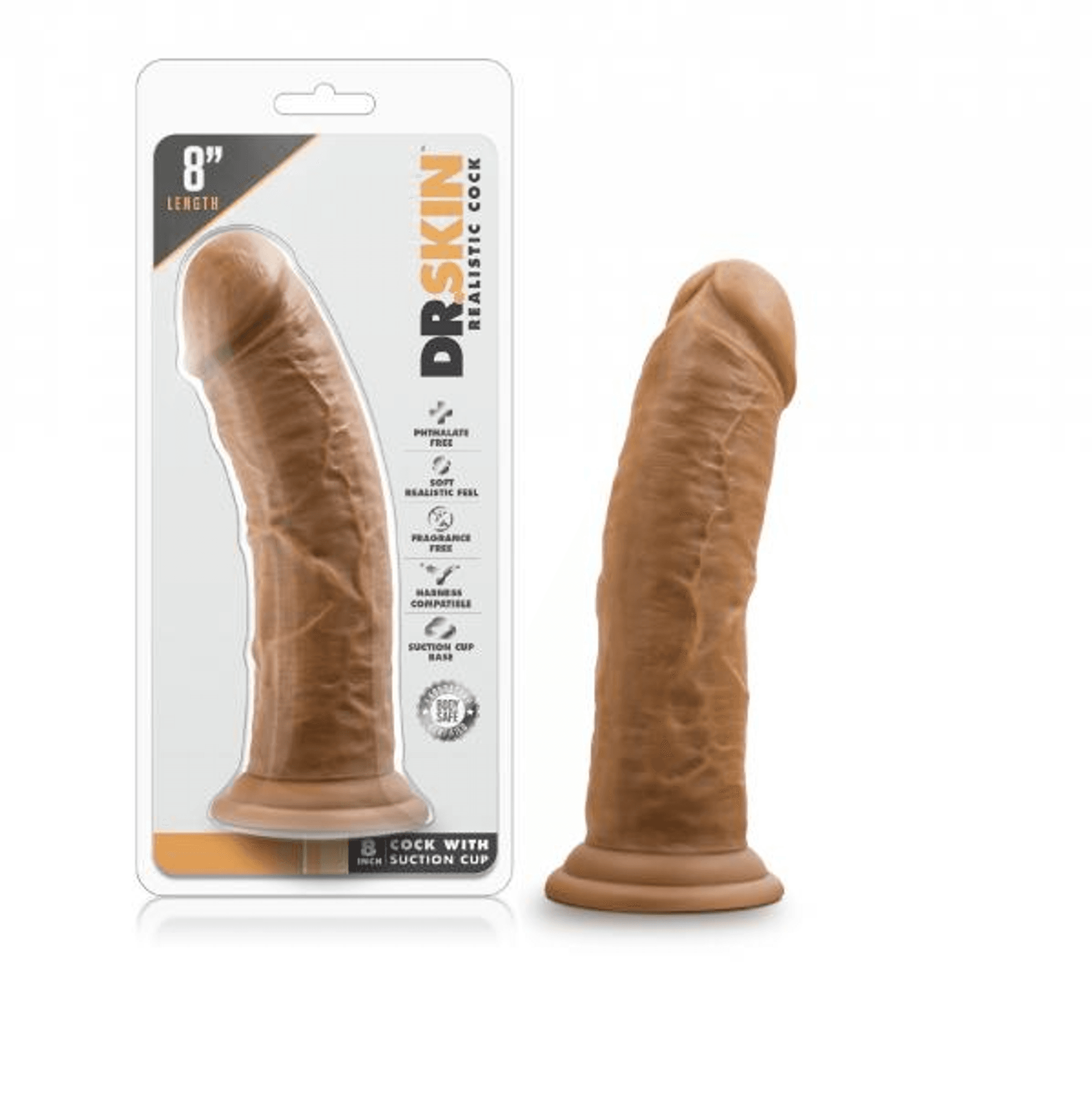 DR SKIN 8IN COCK W/ SUCTION CUP MOCHA