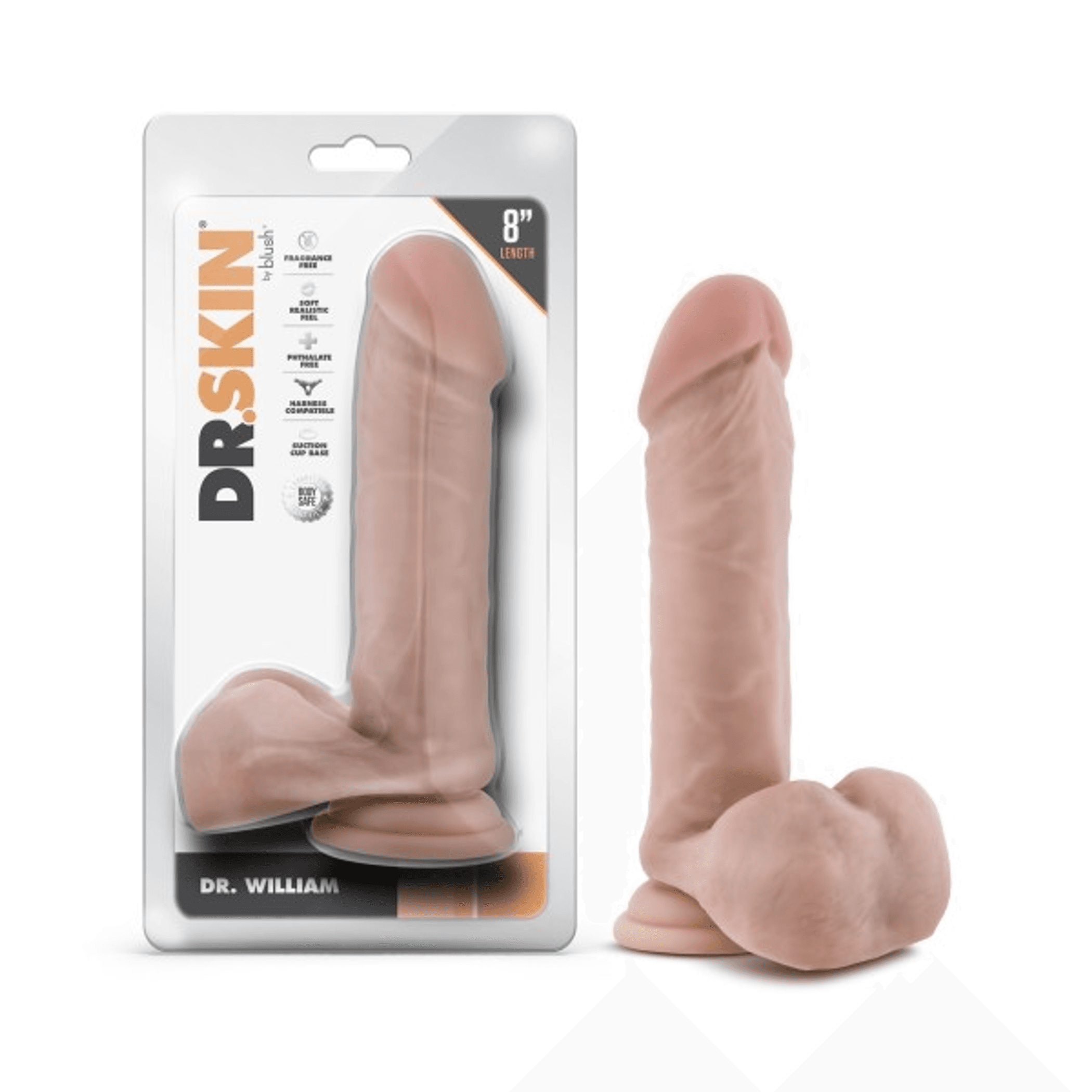 DR. SKIN DR. WILLIAM 8IN DILDO W/ BALLS BEIGE