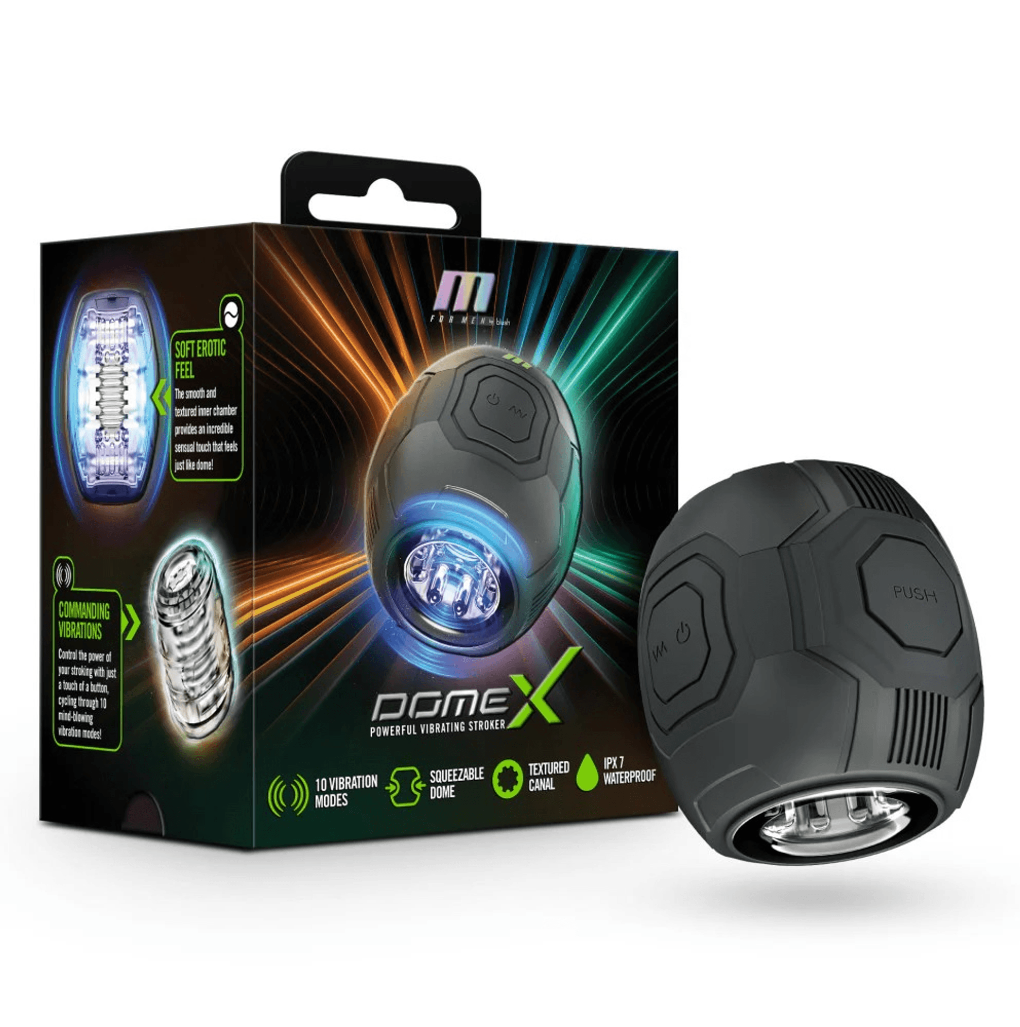 M FOR MEN DOME X VIBRATING MASTURBATOR BLACK