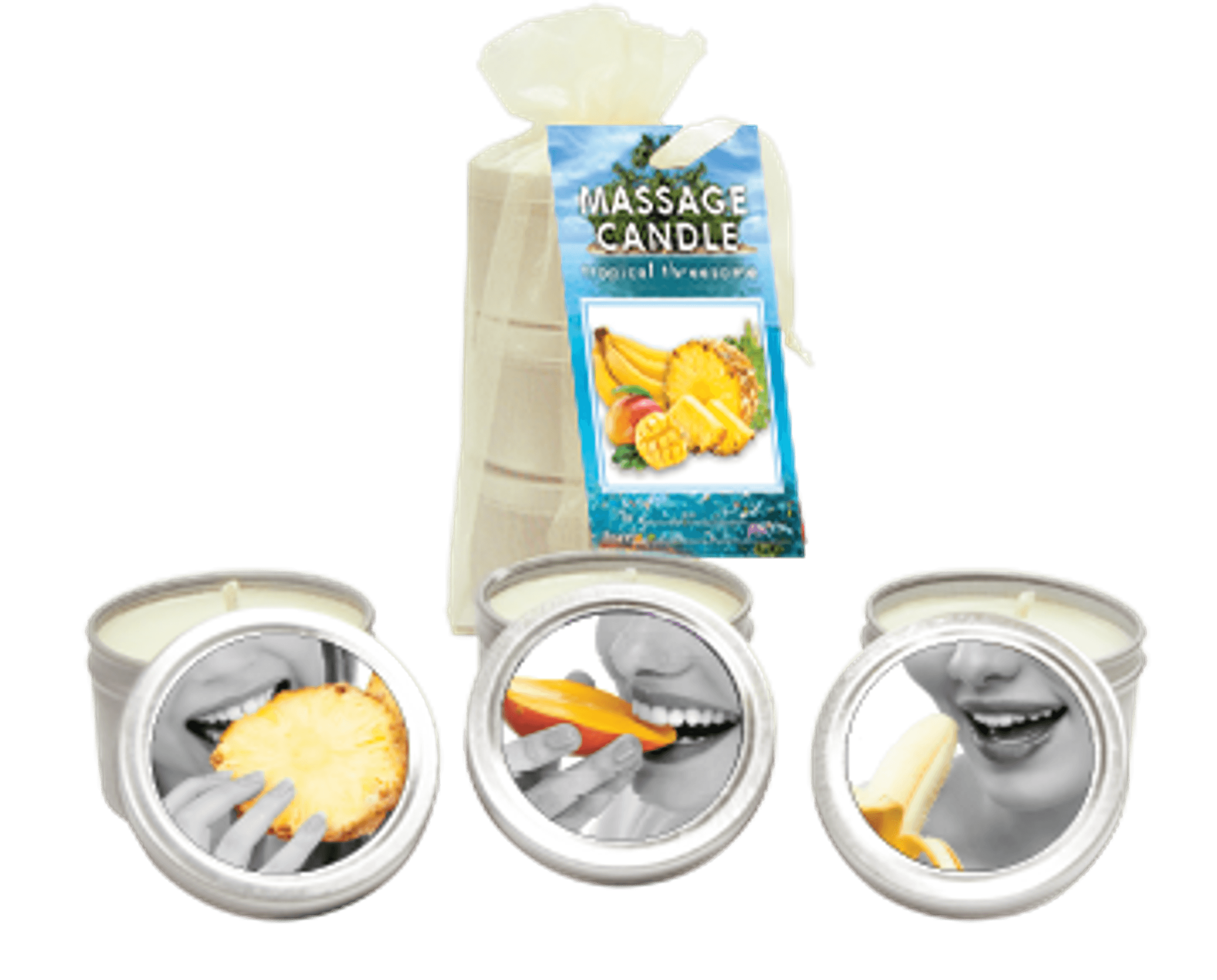 BAG CANDLE TROPICAL TRIO MANGO MARGARITA/ BANANA DAIQUIRI/ PINEAPPLE BREEZE 2 OZ