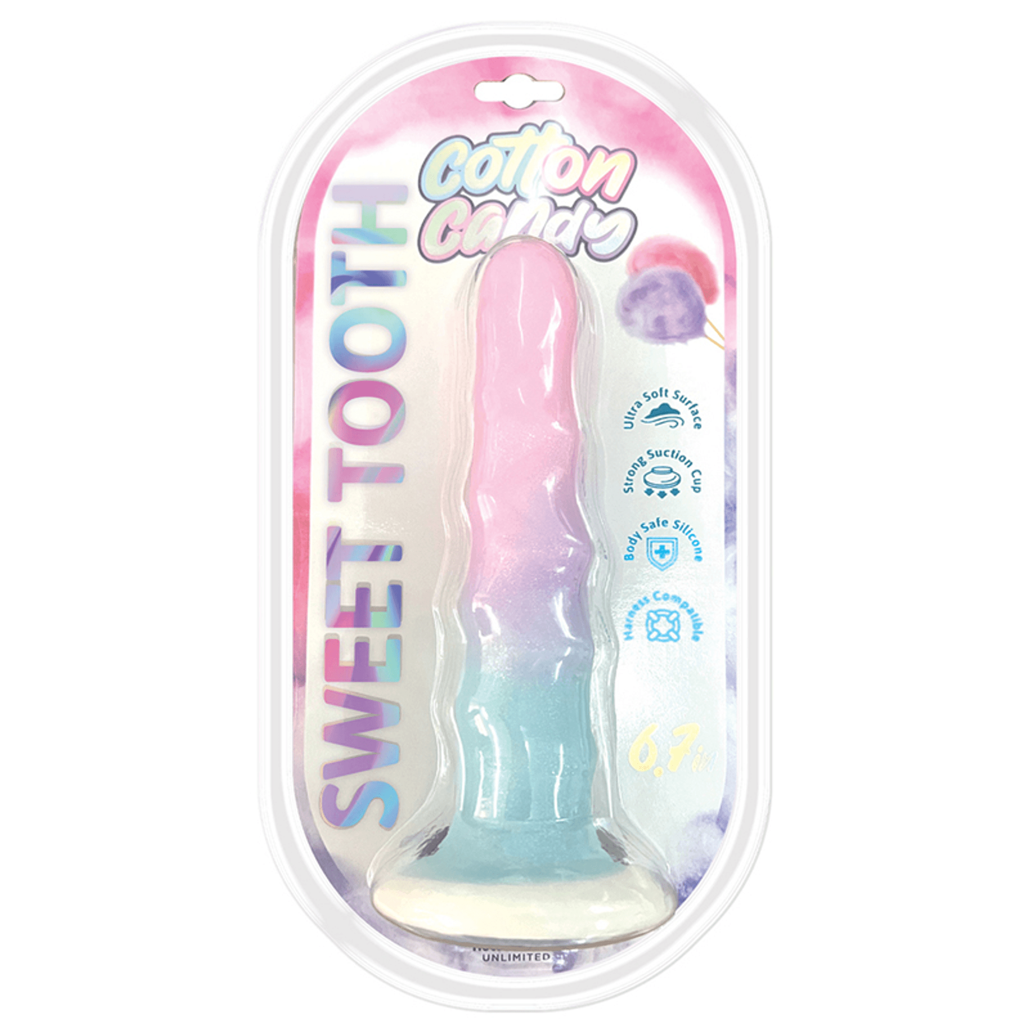 COTTON CANDY POWDER PUFF 6.5IN SILICONE DILDO