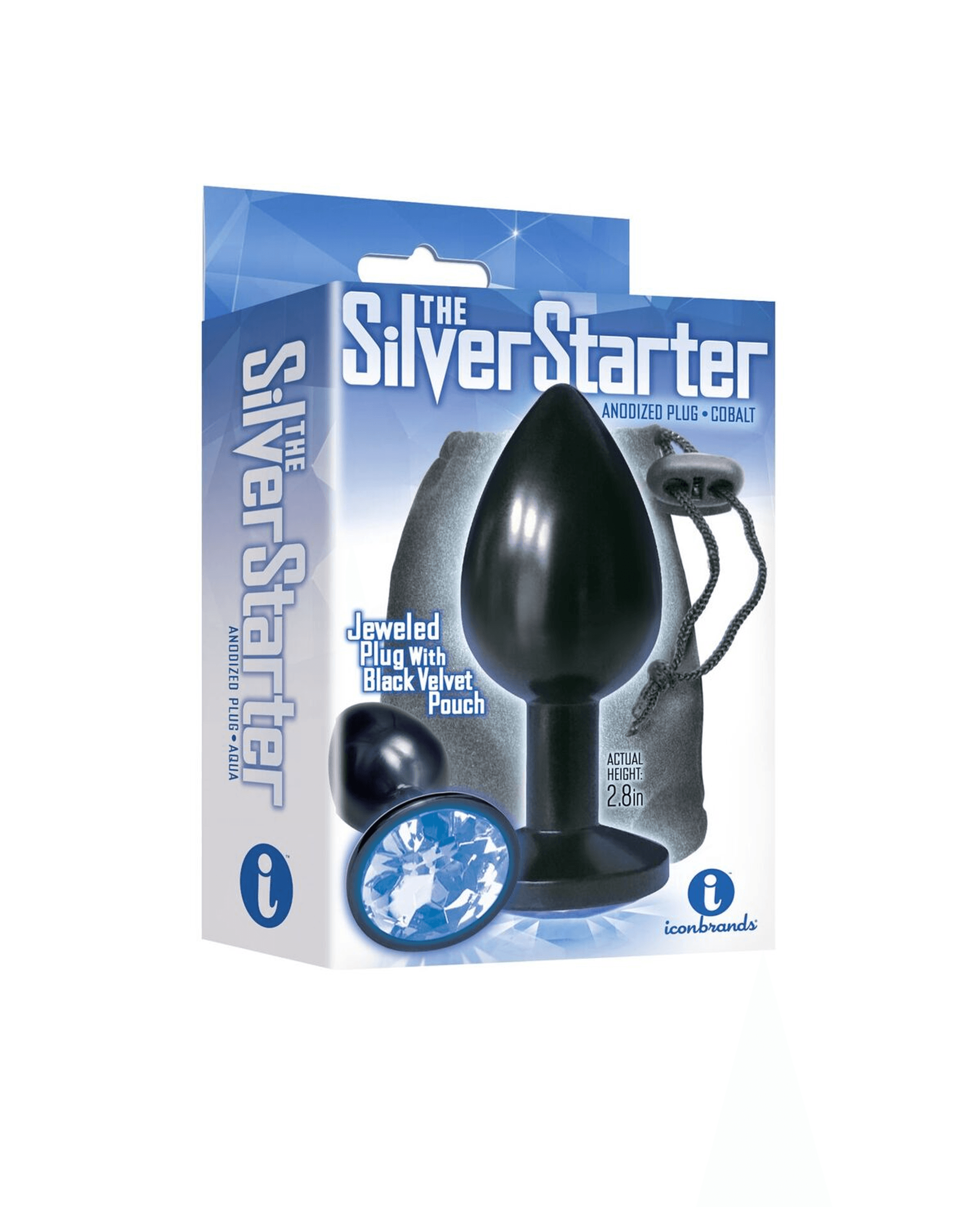 9'S SILVER STARTER ANODIZED BEJEWELED STEEL PLUG COBALT