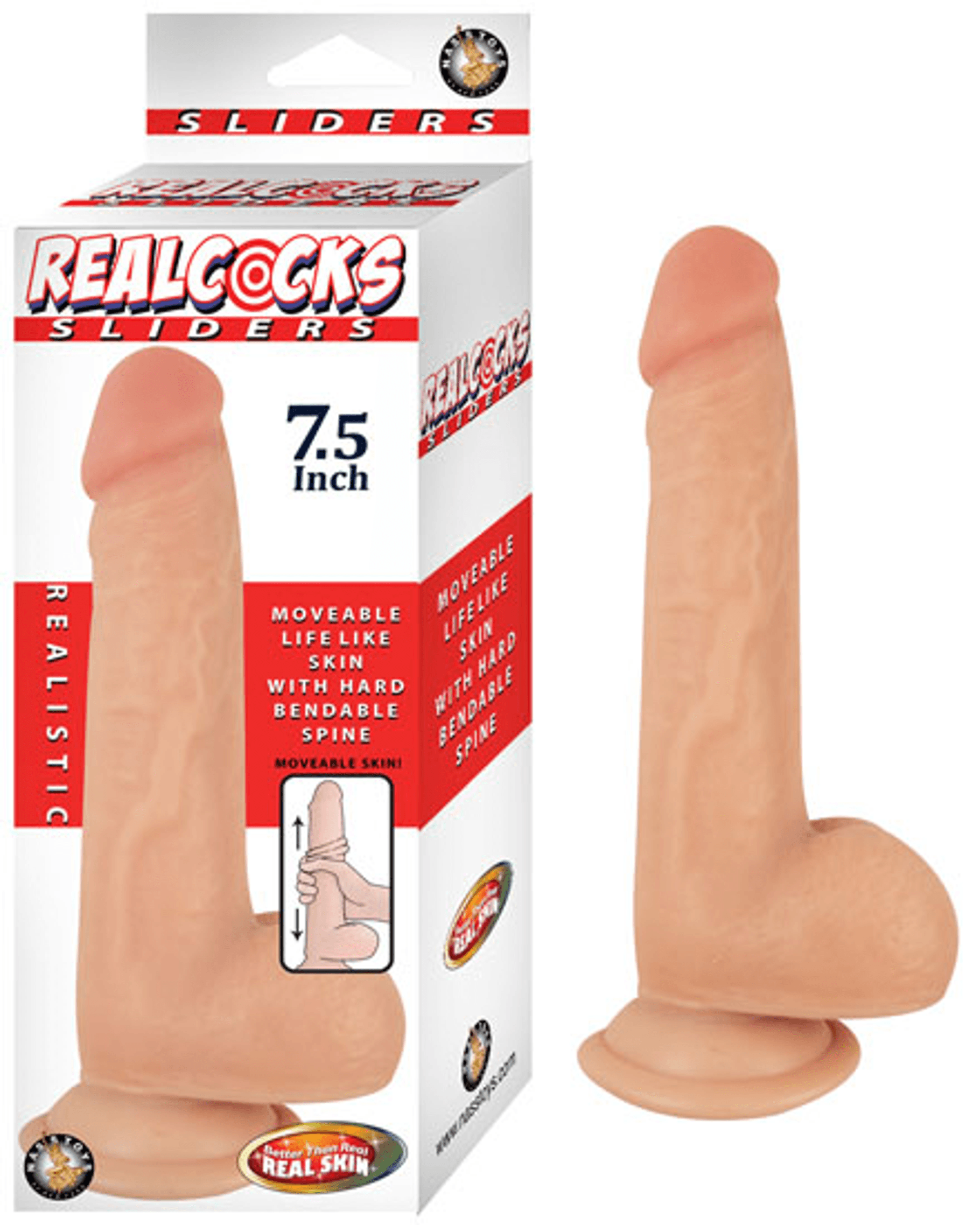 REAL COCKS SLIDERS 7.5IN FLESH