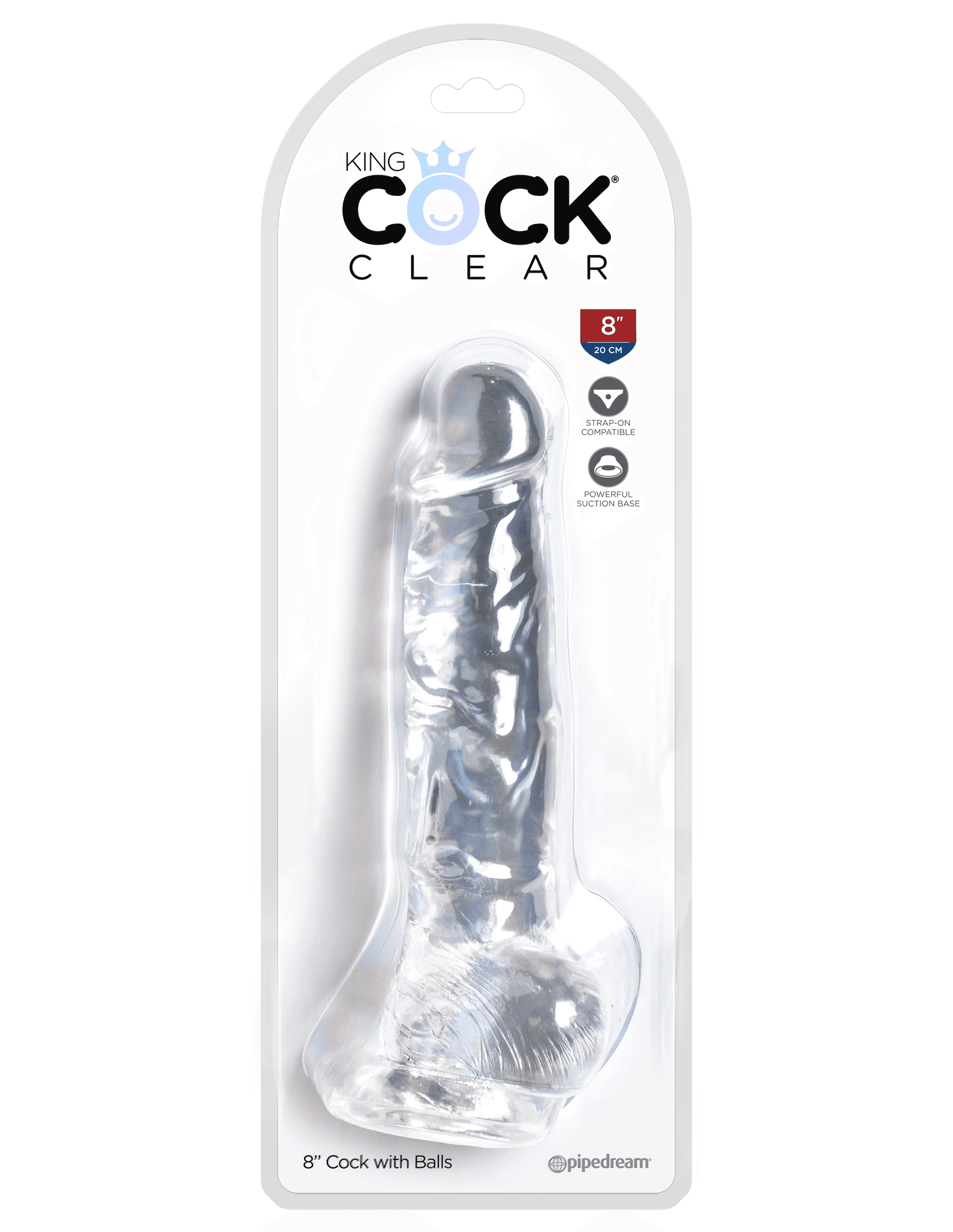 KING COCK CLEAR 8 IN COCK W/ BALLS