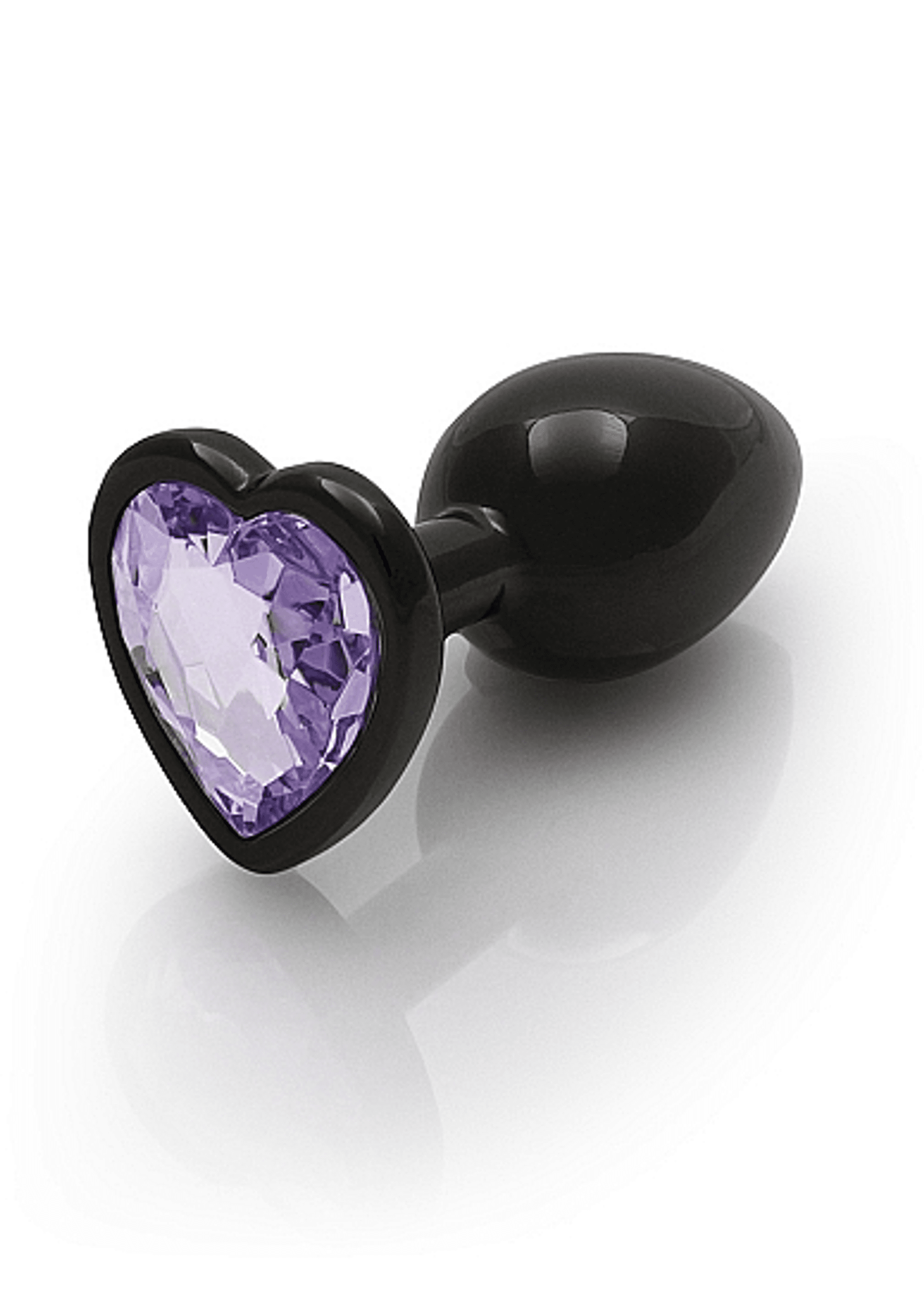 HEART GEM BUTT PLUG SMALL GUNMETAL AMETHYST