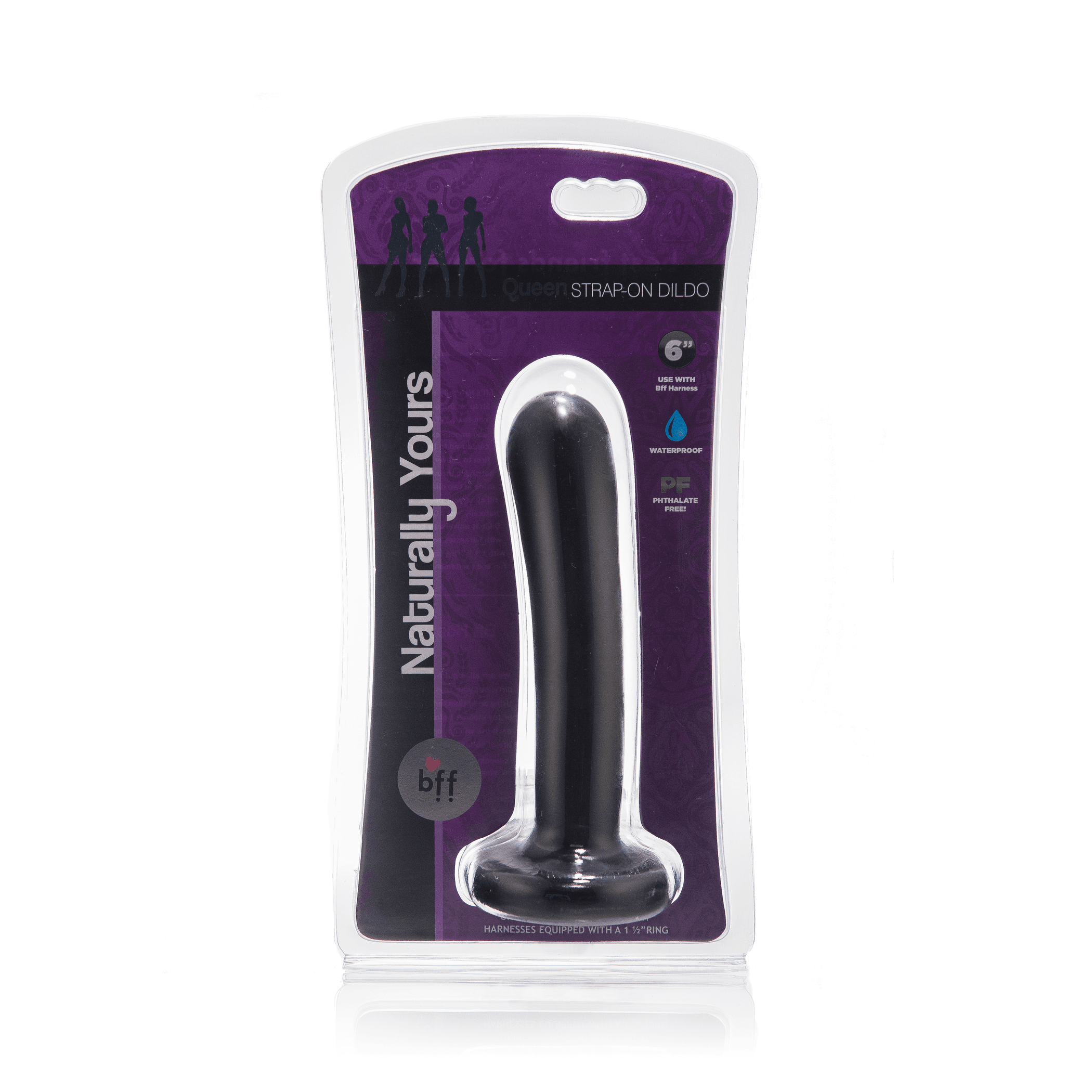 BFF QUEEN STRAP ON DILDO BLACK 6IN