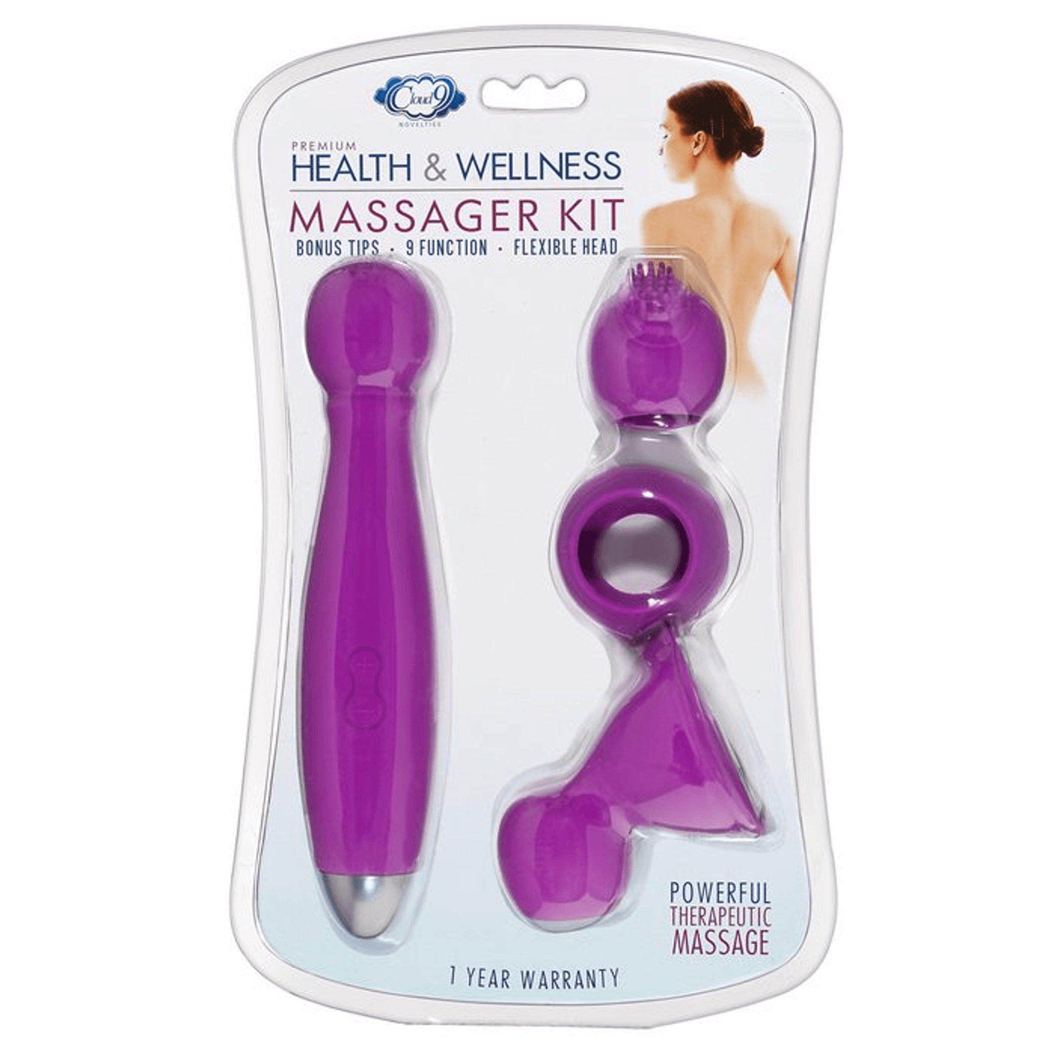 CLOUD 9 HEALTH & WELLNESS WAND KIT 9 FUNCTION FLEXIBLE HEAD PURPLE