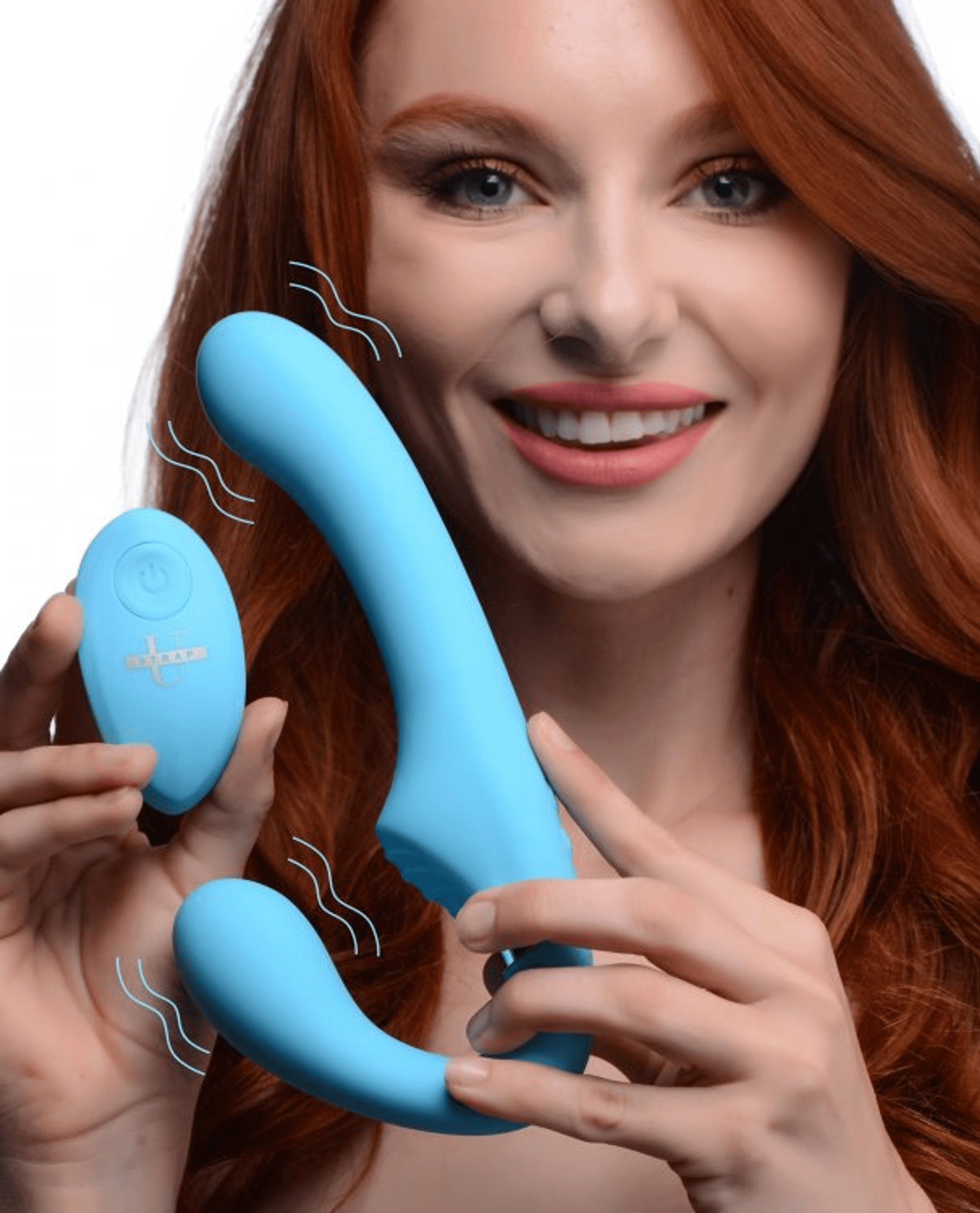 STRAP U MIGHTY RIDER 10X VIBRATING STRAPLESS STRAP-ON BLUE