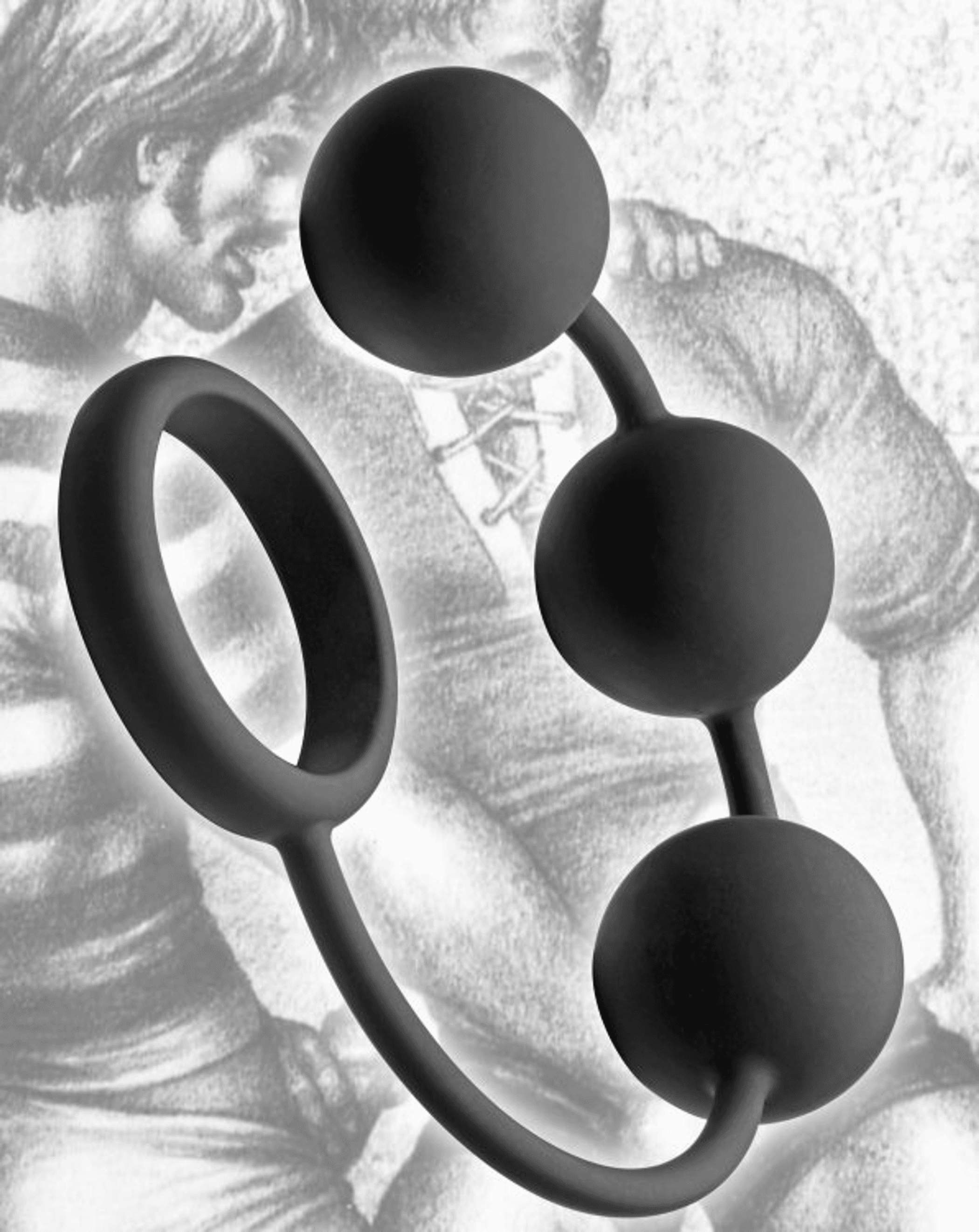 TOM OF FINLAND SILICONE COCK RING W/3 WEIGHTED BALLS