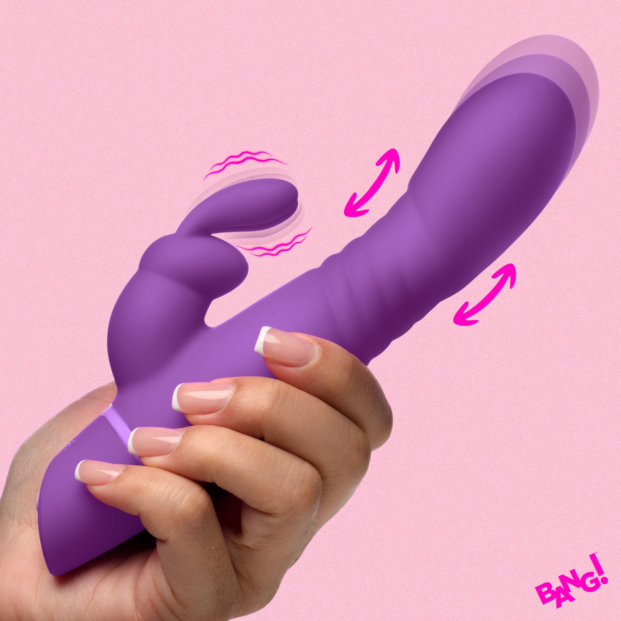Thrusting Silicone Rabbit Vibrator - Purple