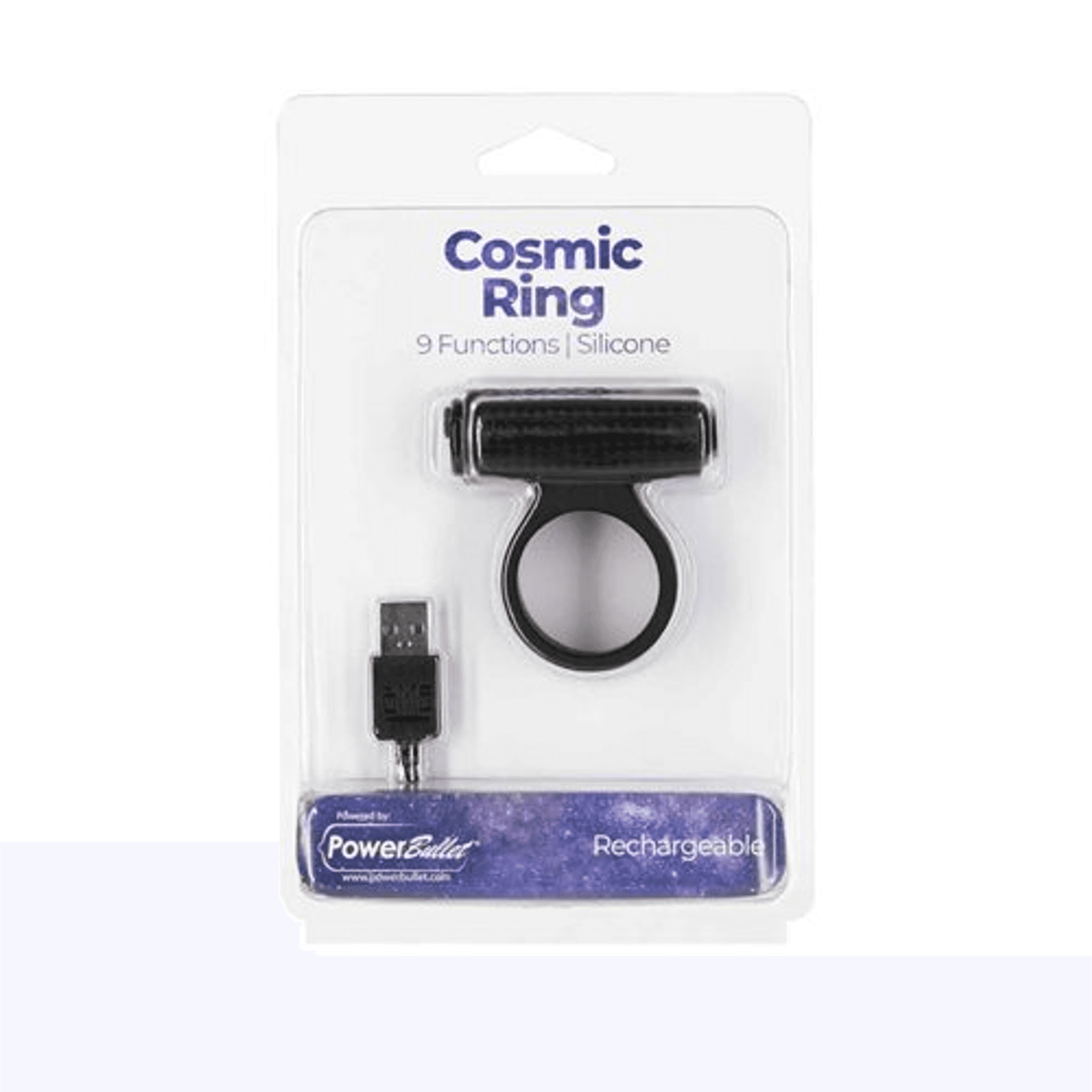 POWER BULLET COSMIC COCK RING W/ BULLET BLACK