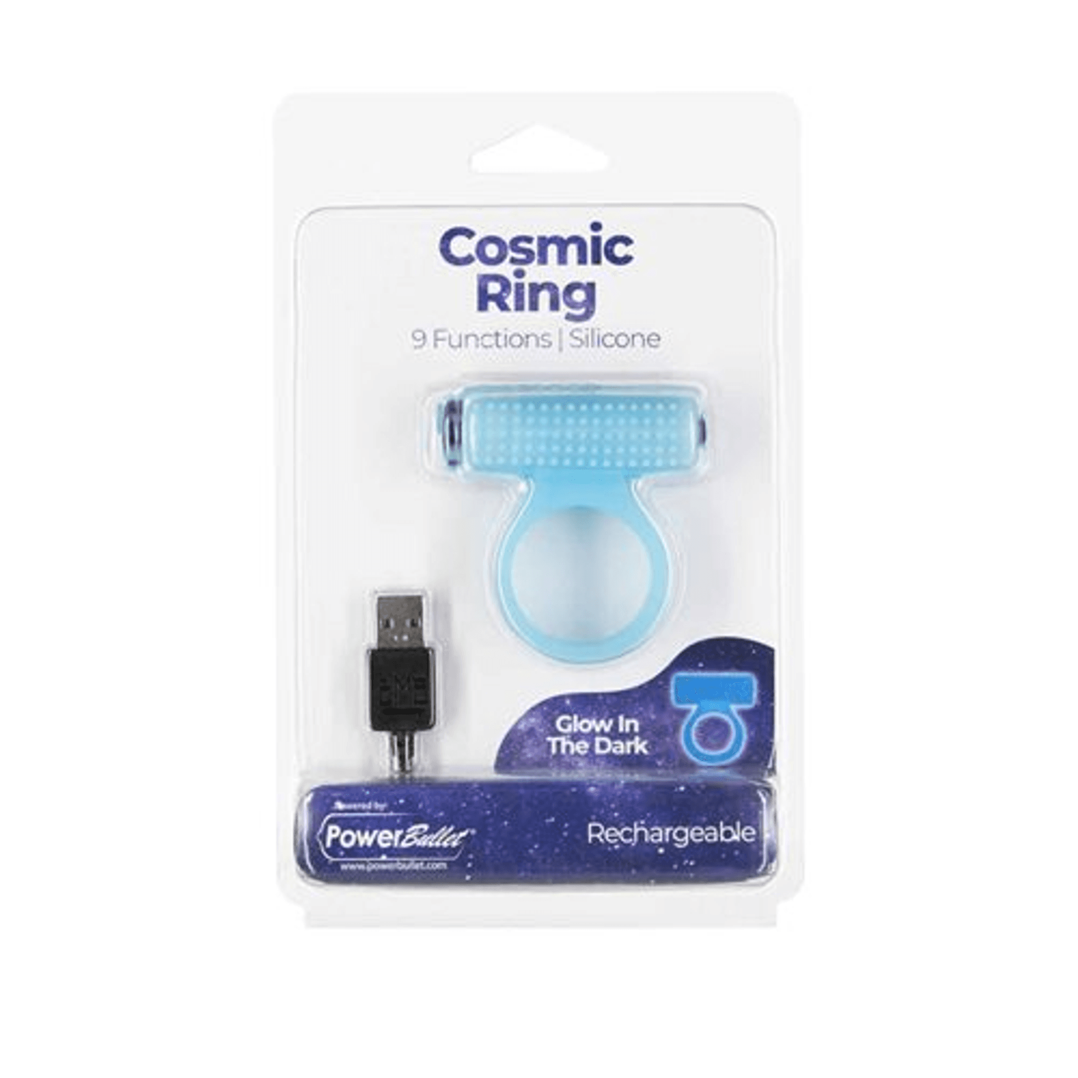 POWER BULLET COSMIC COCK RING W/ BULLET GLOW IN THE DARK