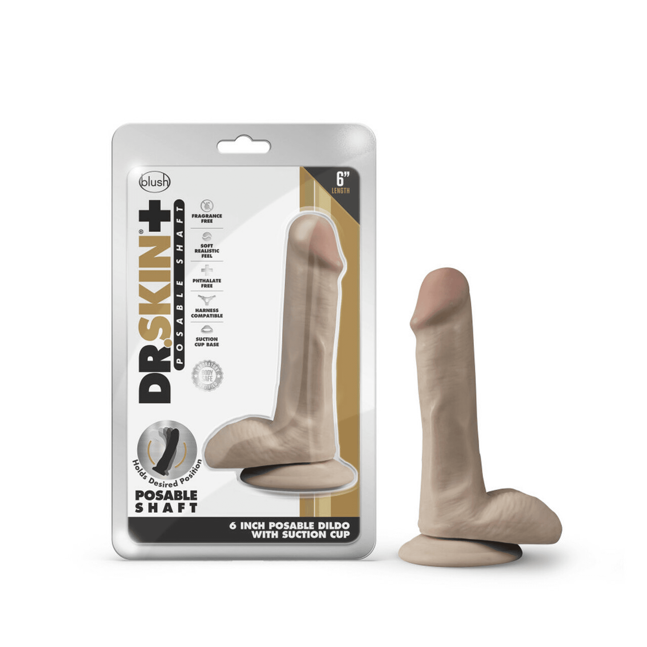 DR SKIN PLUS 6IN POSEABLE DILDO VANILLA