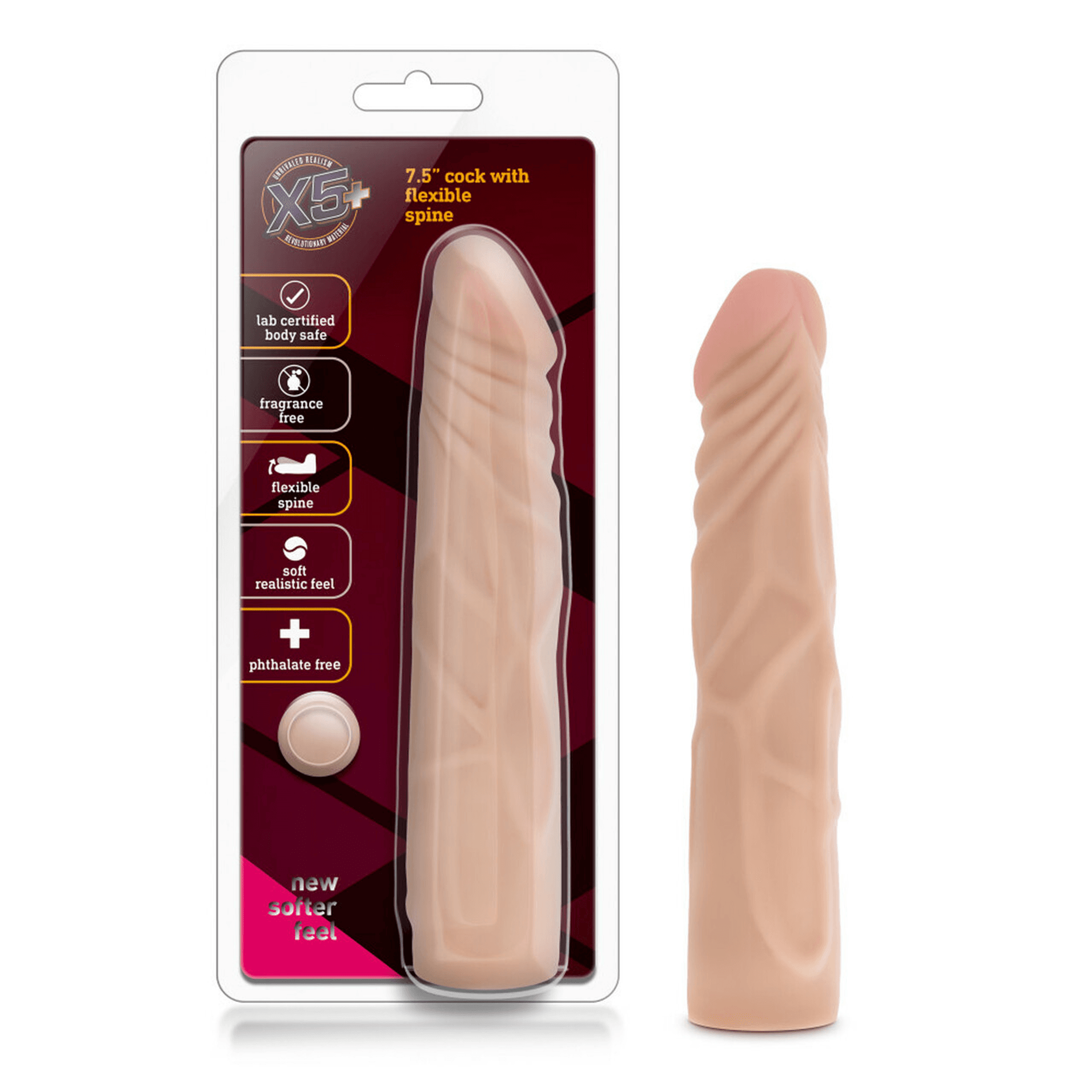 X5 7IN DILDO W/FLEXIBLE SPINE