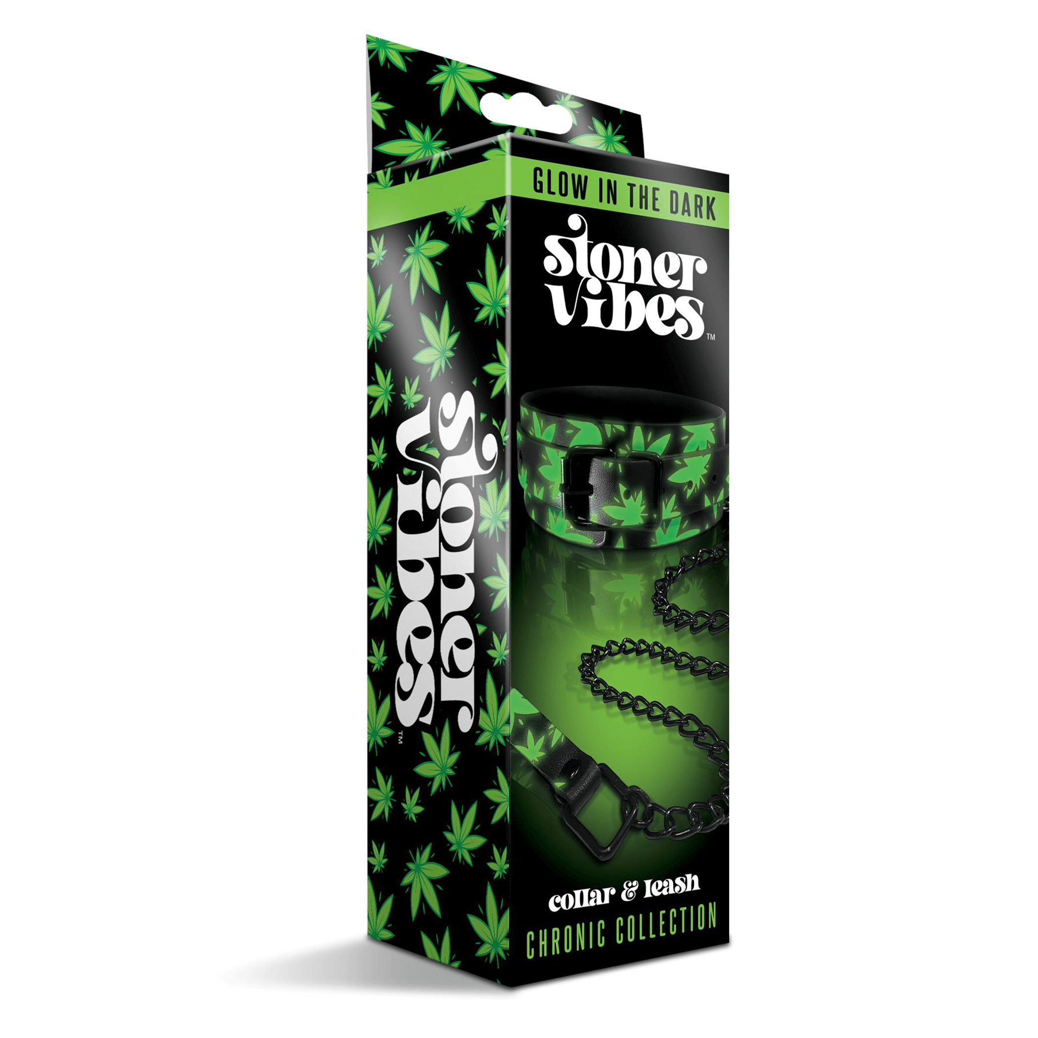 STONER VIBES COLLAR/LEASH GLOW IN THE DARK CHRONIC COLLECTION