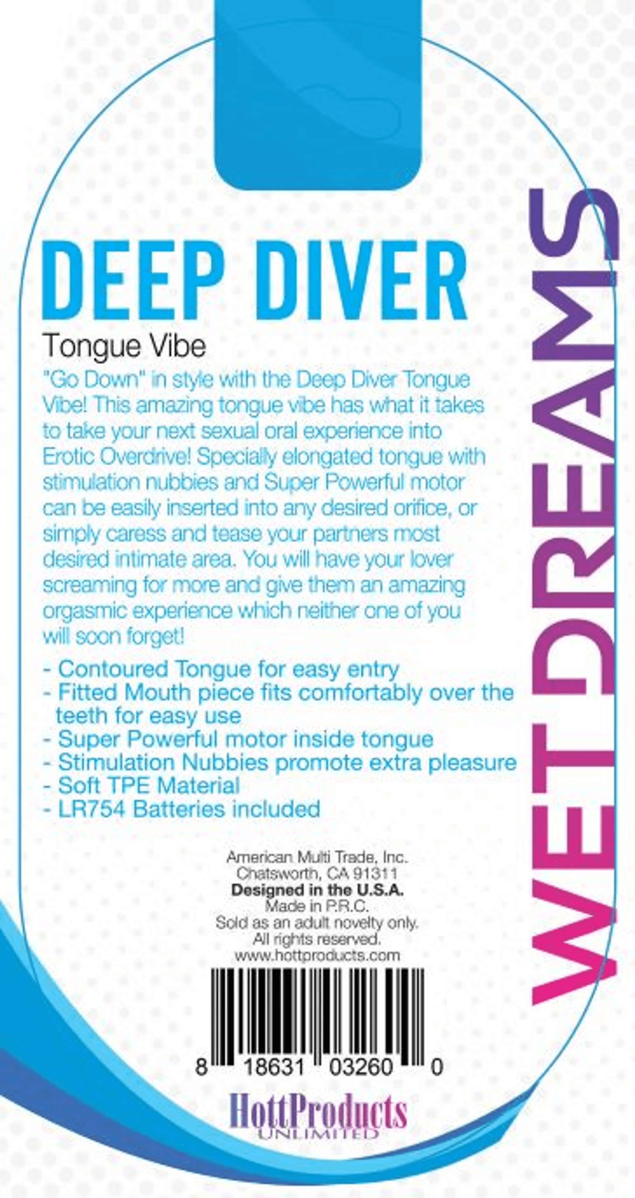 TONGUE STAR DEEP DIVER BLUE VIBRATING TONGUE WITH MOTOR