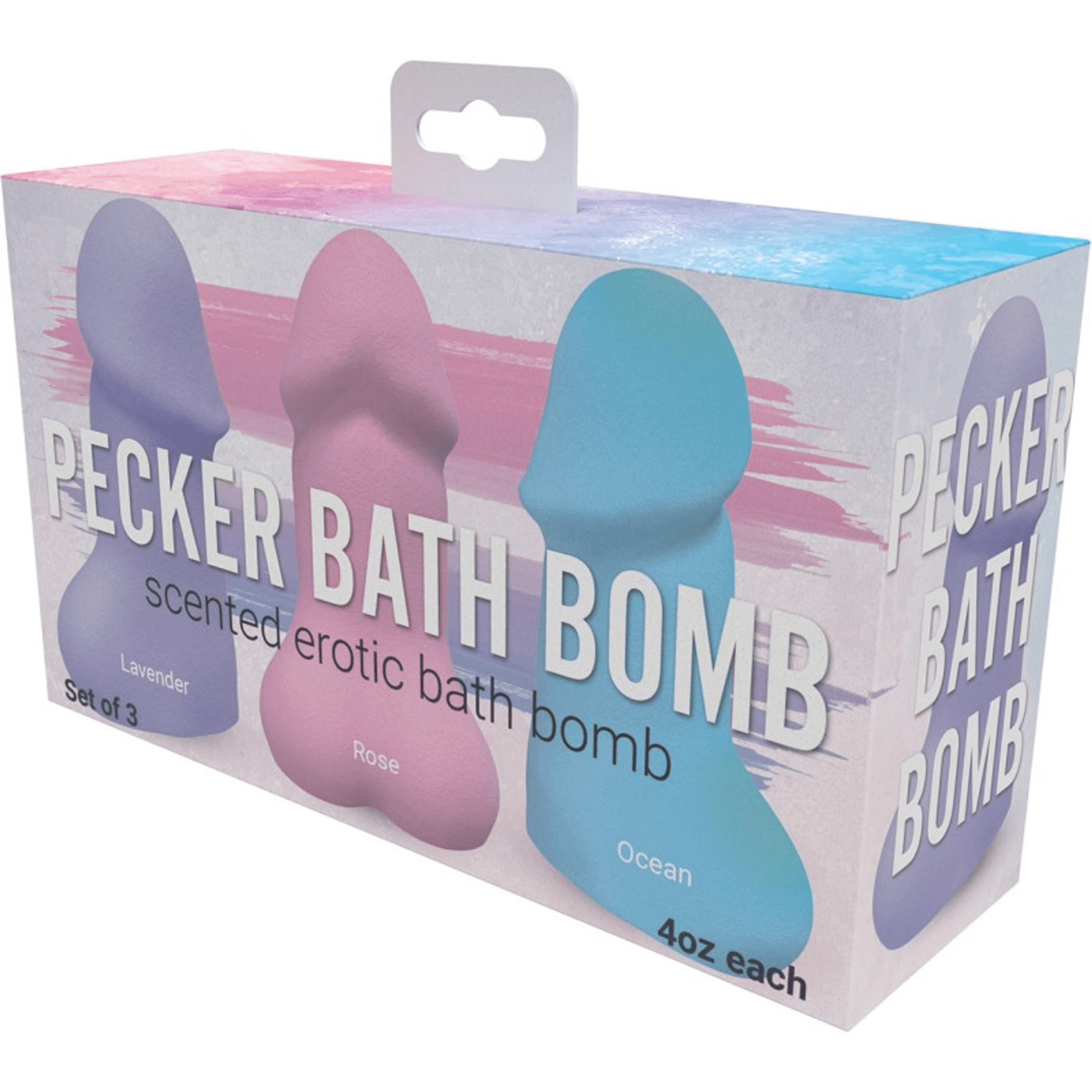 PECKER BATH BOMB 3PK SCENTED LAVENDER ROSE & OCEAN