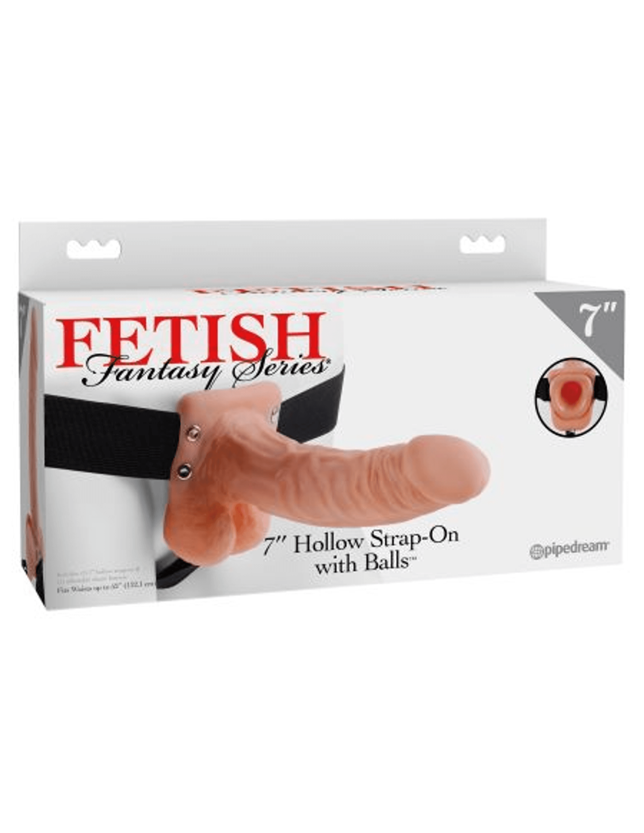 FETISH FANTASY 7 HOLLOW STRAP ON W/BALLS FLESH "