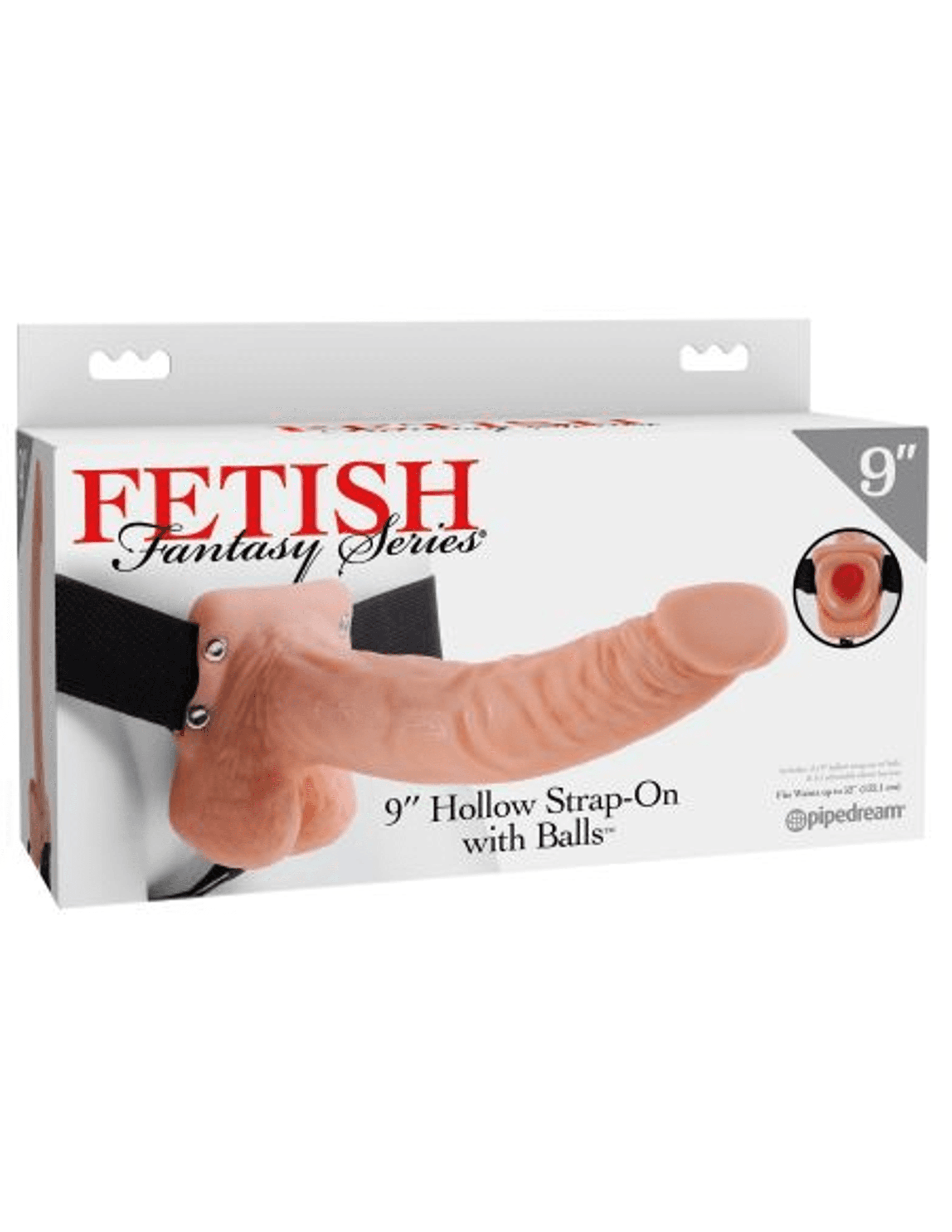 FETISH FANTASY 9 HOLLOW STRAP ON W/BALLS FLESH "
