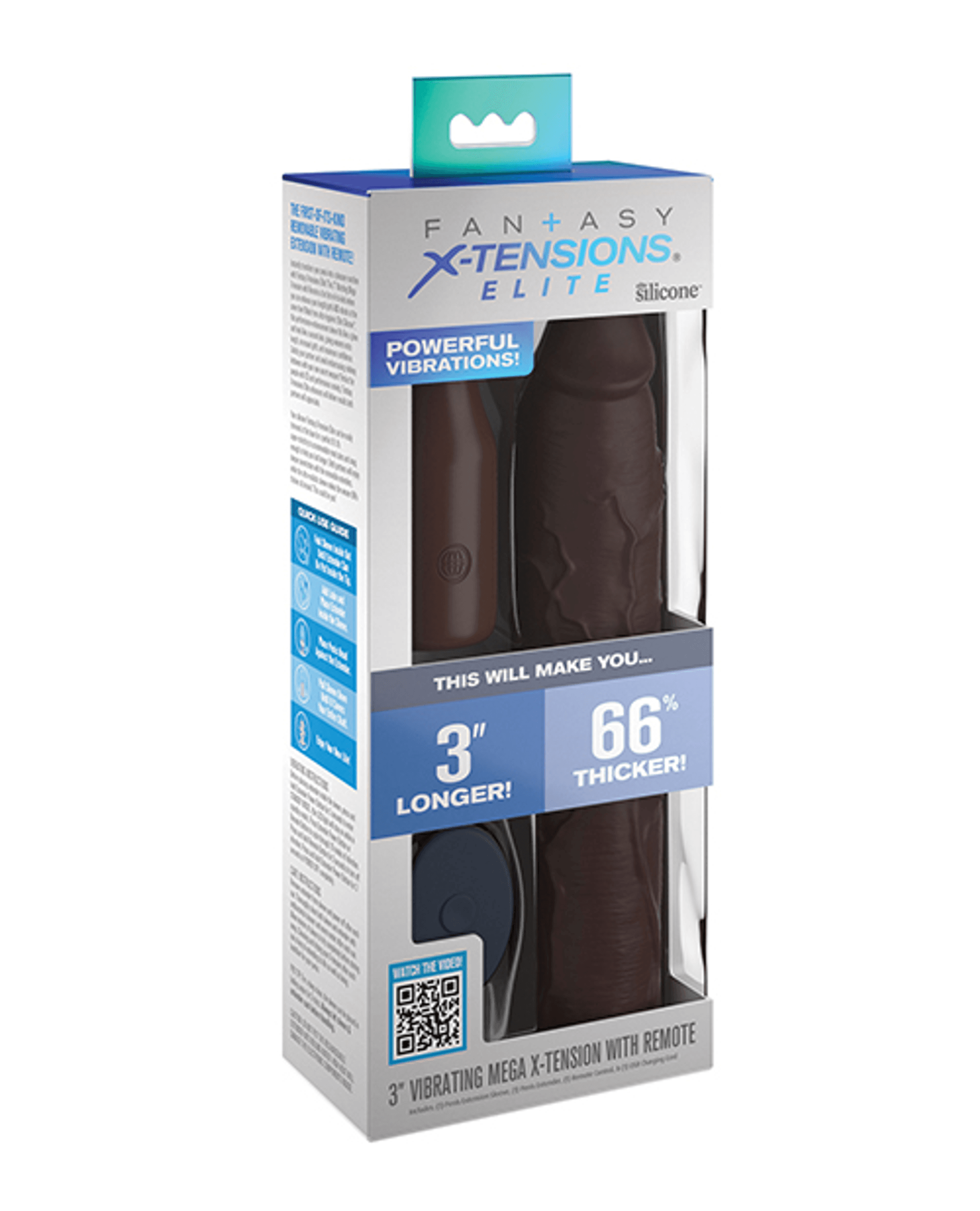 FANTASY X-TENSIONS ELITE 9IN SLEEVE W/ VIBRATING PLUG BROWN