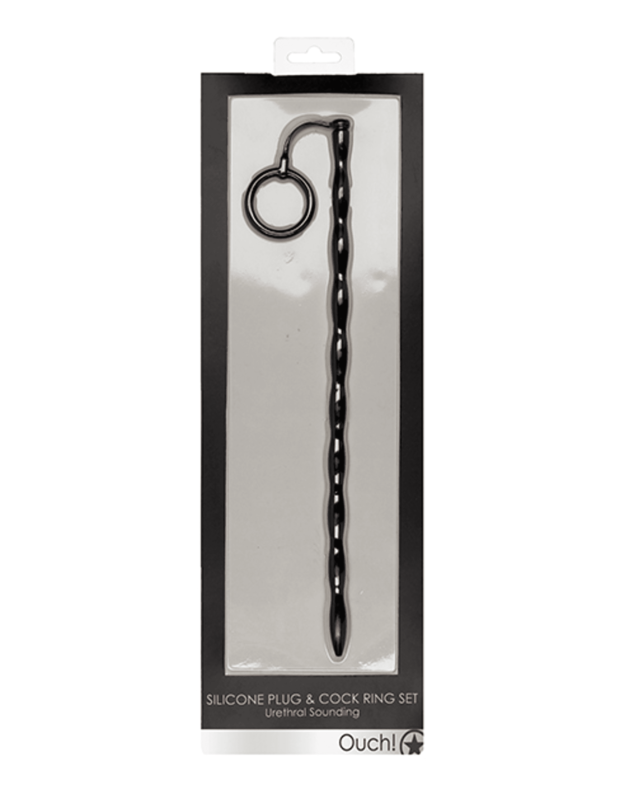 SILICONE PLUG & COCK RING SET URETHRAL SOUNDING BLACK