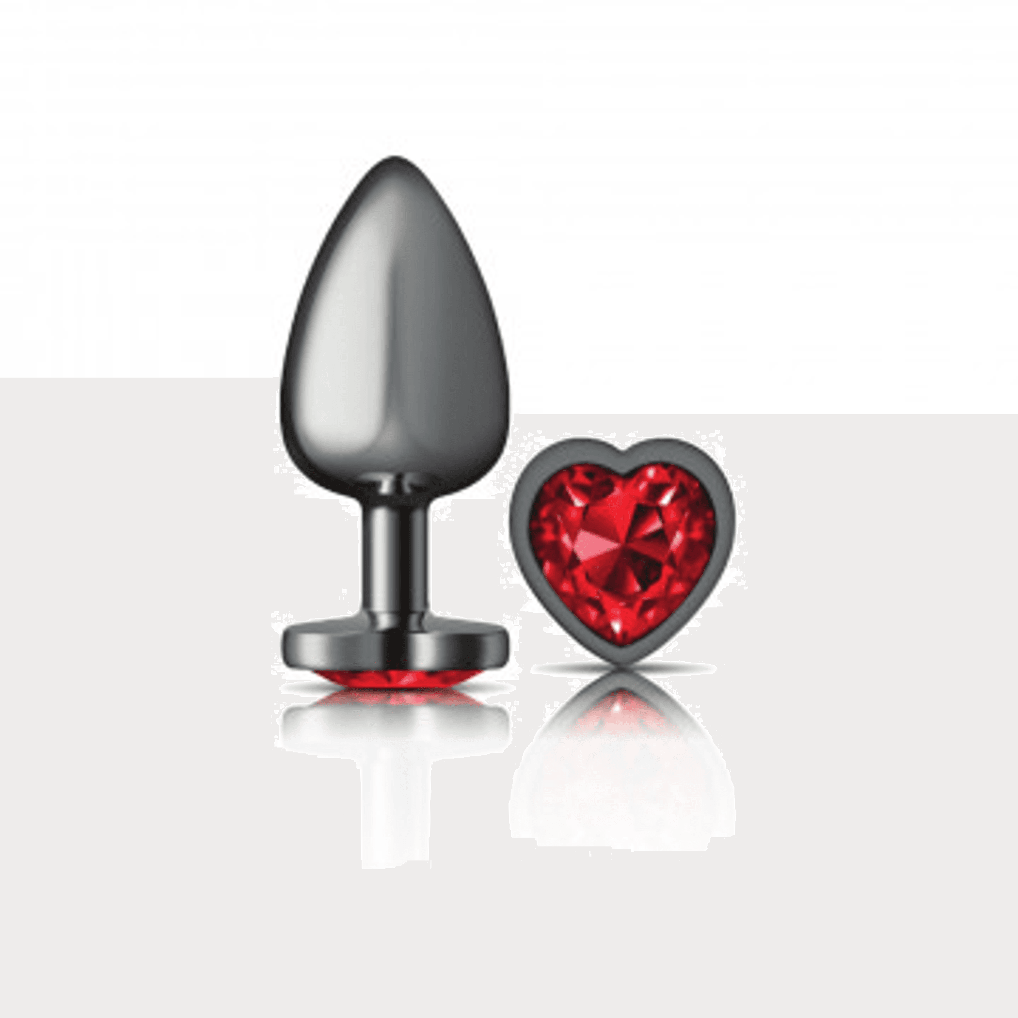 CHEEKY CHARMS HEART DEEP RED LARGE GUNMETAL BUTT PLUG