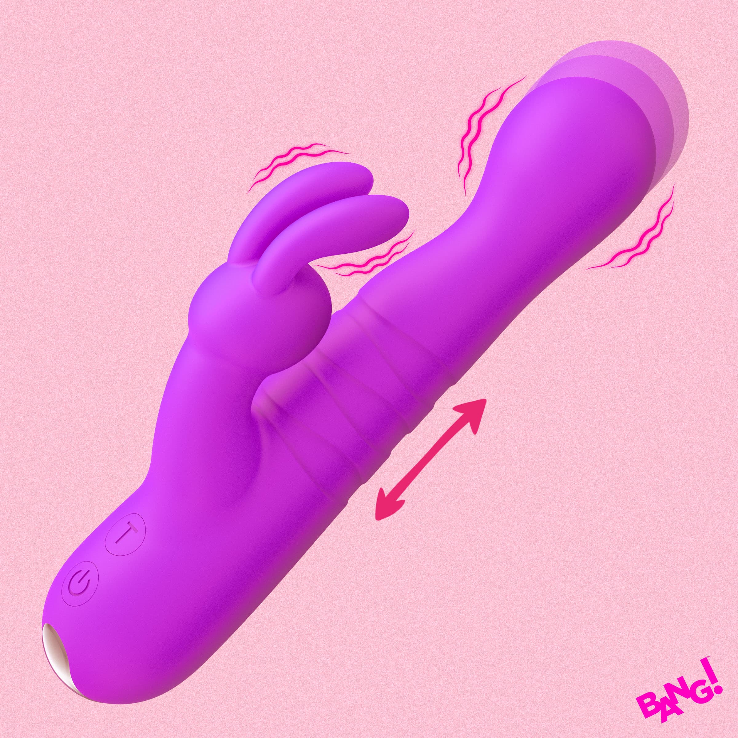 Thrusting Silicone Rabbit Vibrator - Purple