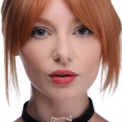 Kinky Kitty Ring Slim Choker - Black